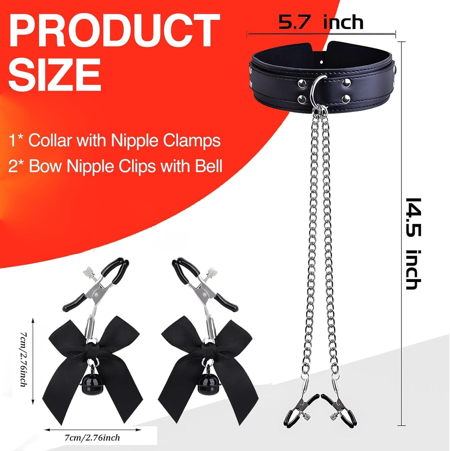 BowBelle BDSM Nipple Clamps Collar Set - Vixen | Nova Network