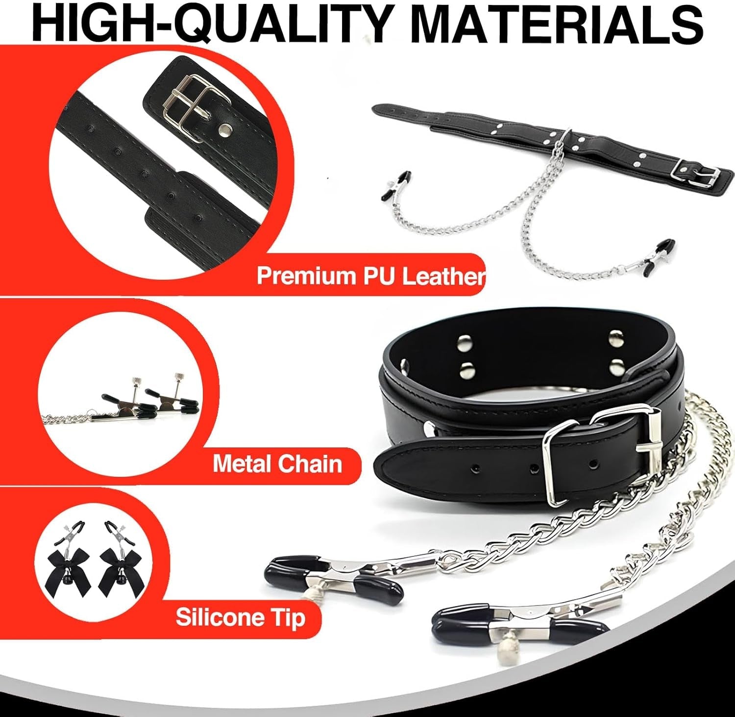 BowBelle BDSM Nipple Clamps Collar Set - Vixen | Nova Network