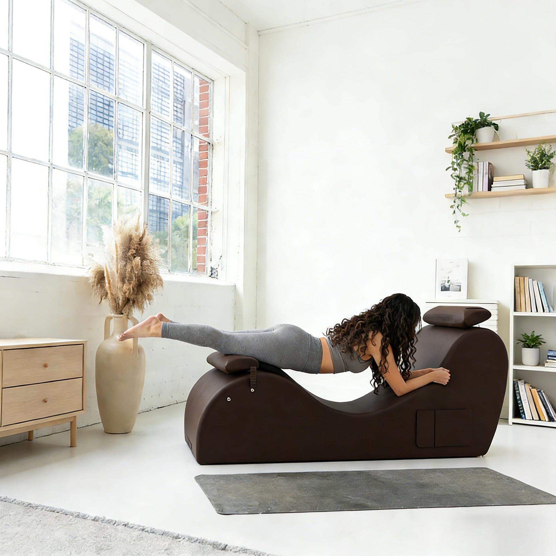 Brown Ergonomic Curved Premium Sex Chaise - Vixen | Nova Network