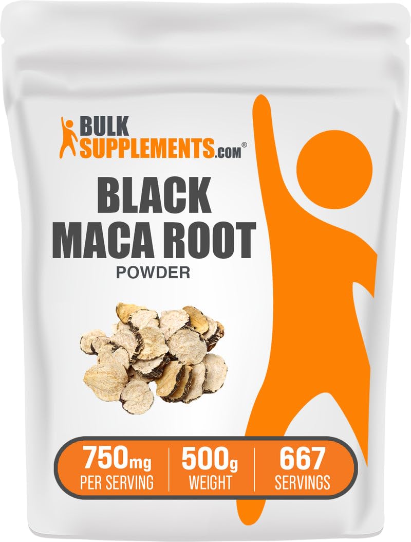 BulkSupplements.com Black Maca Powder - Black Maca Root Supplement, Herbal Supplement for Men & Women - Vegan, Gluten Free, 750mg per Serving, 500g (1.1 lbs) (Pack of 1) - Vixen Adult Playroom