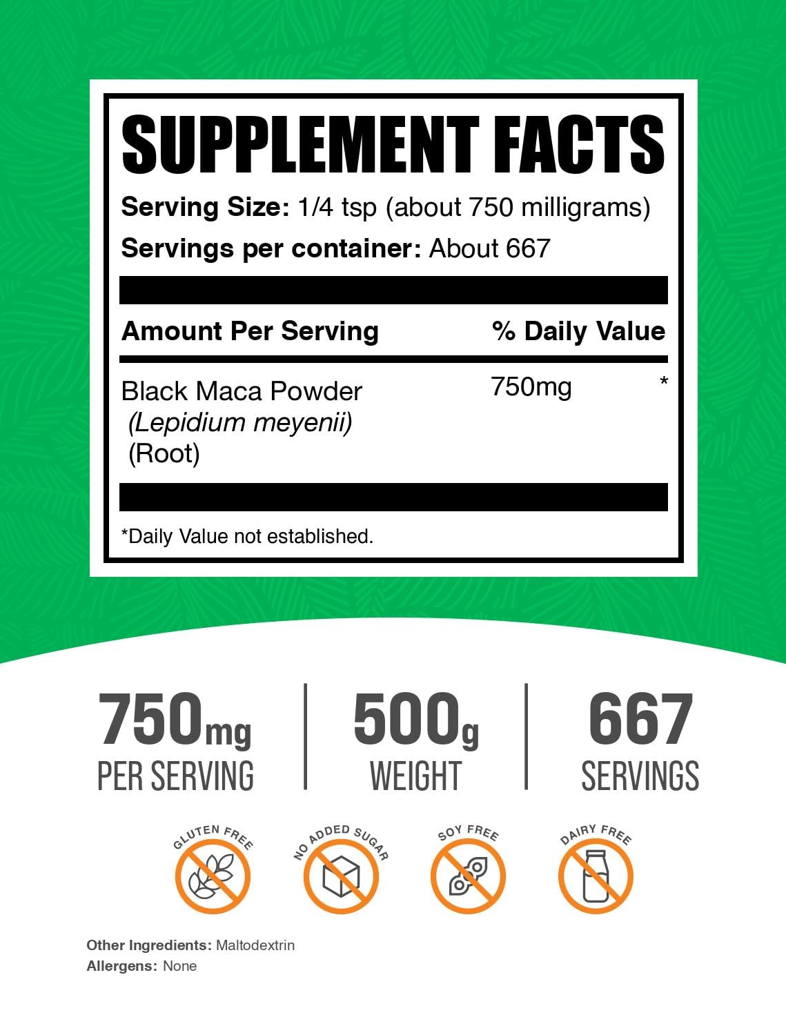 BulkSupplements.com Black Maca Powder - Black Maca Root Supplement, Herbal Supplement for Men & Women - Vegan, Gluten Free, 750mg per Serving, 500g (1.1 lbs) (Pack of 1) - Vixen Adult Playroom