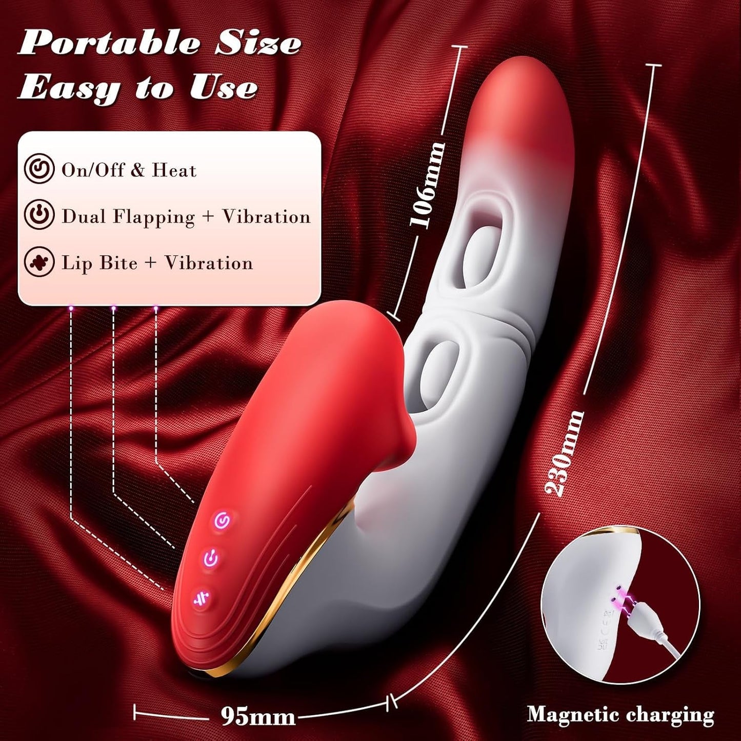 ButterflyKiss Rose Tongue Vibrator – Dual Flapping, Licking & Biting - Vixen Adult Playroom