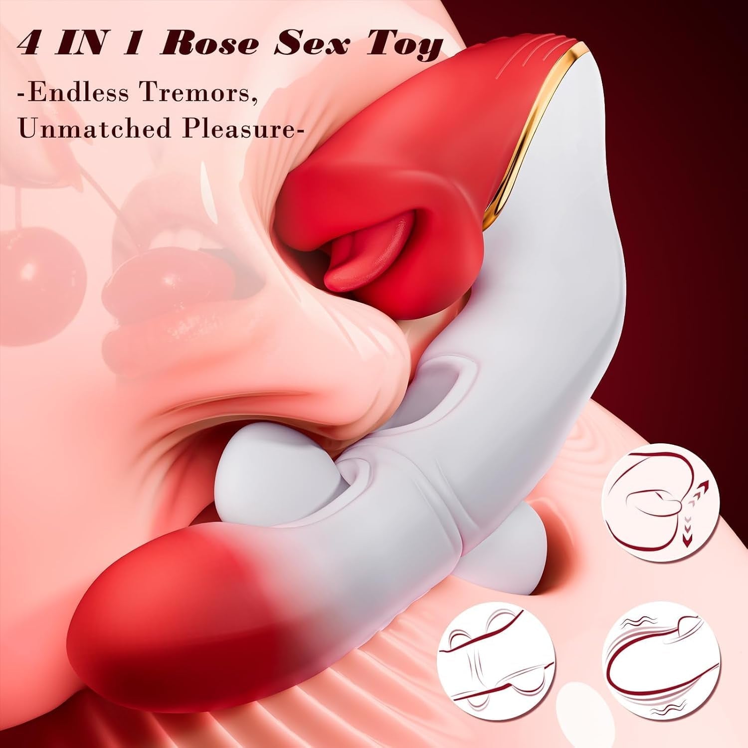 ButterflyKiss Rose Tongue Vibrator – Dual Flapping, Licking & Biting - Vixen Adult Playroom