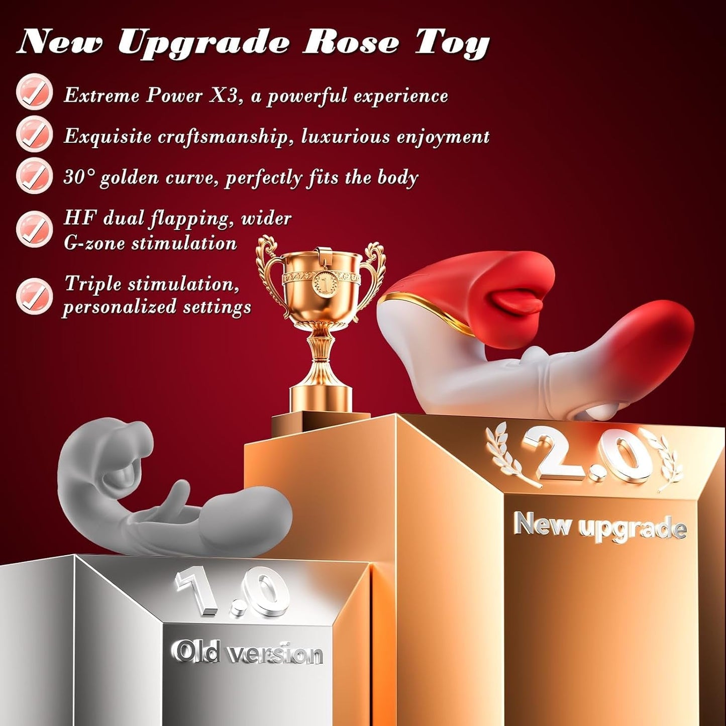 ButterflyKiss Rose Tongue Vibrator – Dual Flapping, Licking & Biting - Vixen Adult Playroom