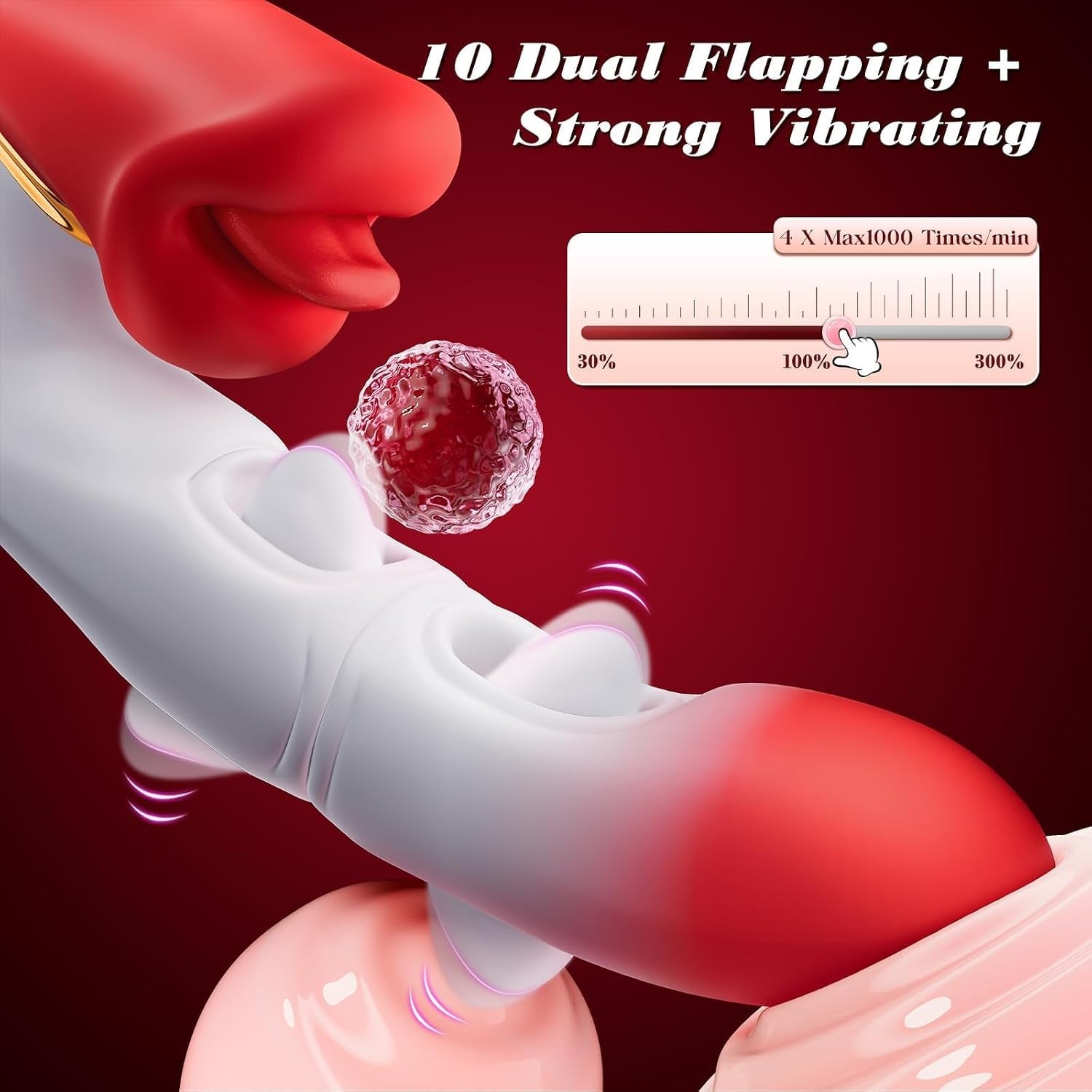 ButterflyKiss Rose Tongue Vibrator – Dual Flapping, Licking & Biting - Vixen Adult Playroom