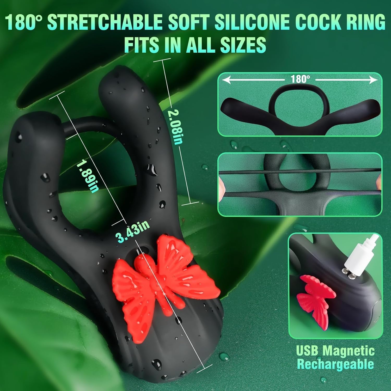 ButterflyRush Powerful Vibrating Couples Cock Ring - Vixen | Nova Network