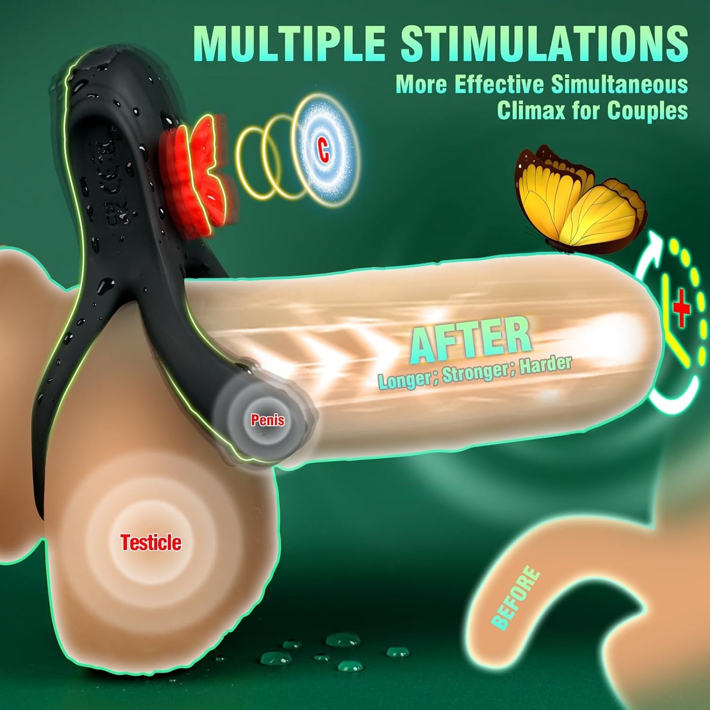 ButterflyRush Powerful Vibrating Couples Cock Ring - Vixen | Nova Network