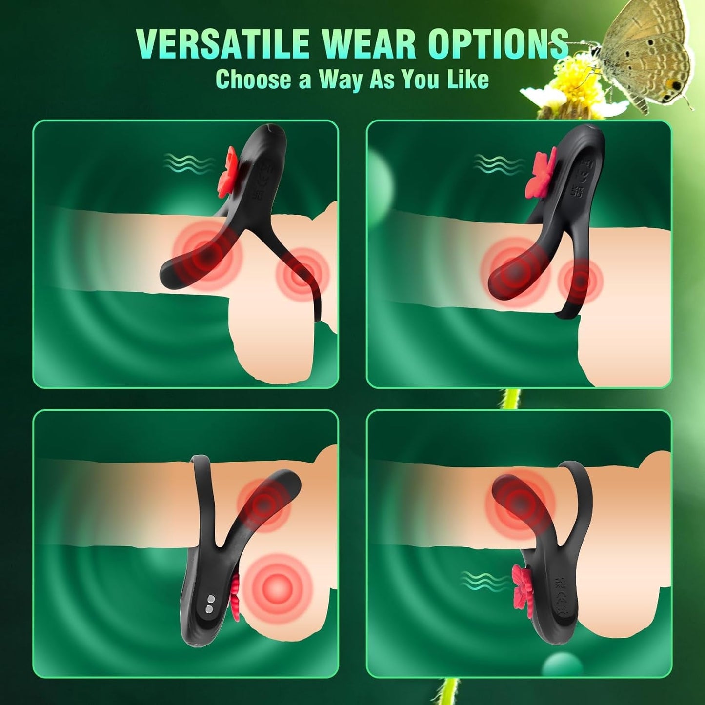 ButterflyRush Powerful Vibrating Couples Cock Ring - Vixen | Nova Network