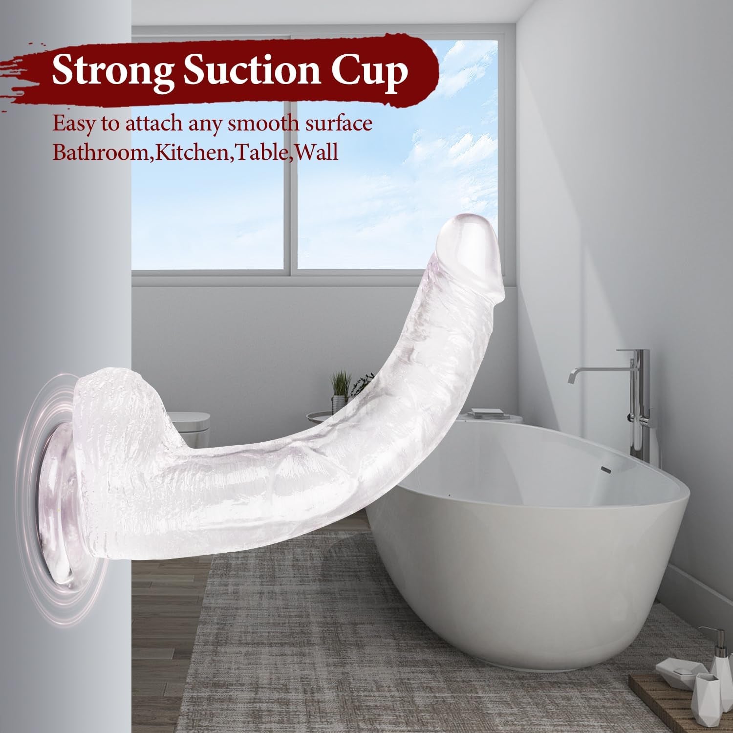 CrystalFlex 11.6" Realistic Clear Suction Base Dildo