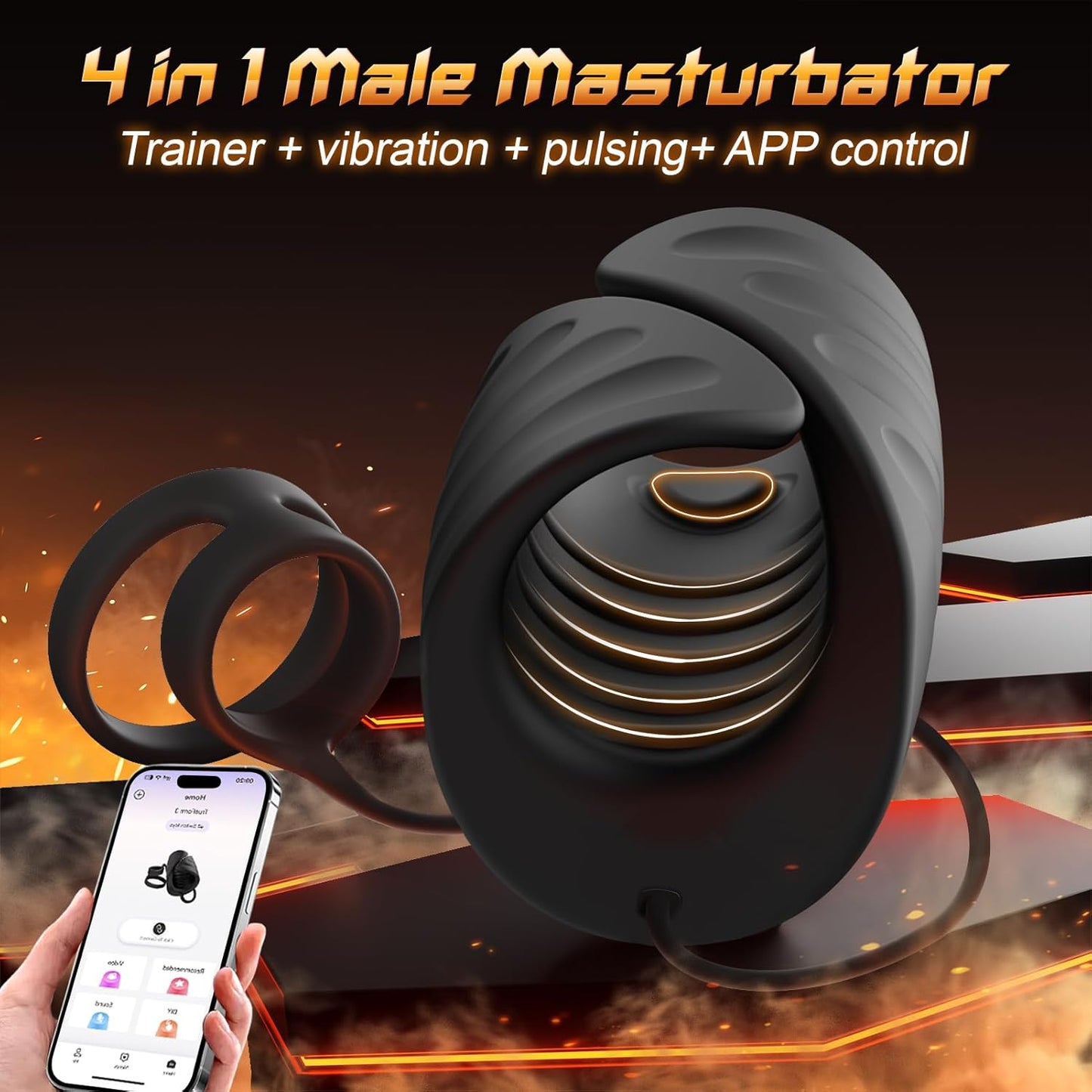 VeyrixDuo Vibrating Male Stroker with Cock Rings