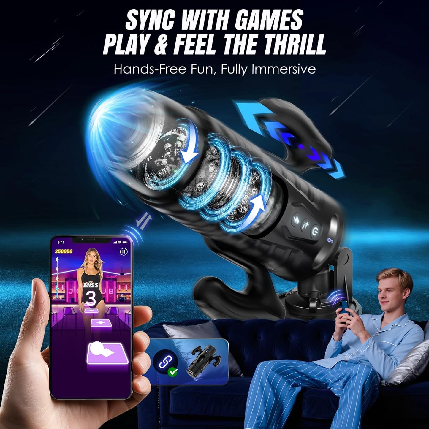 CommandDrive AI App Male Stroker with Suction Base