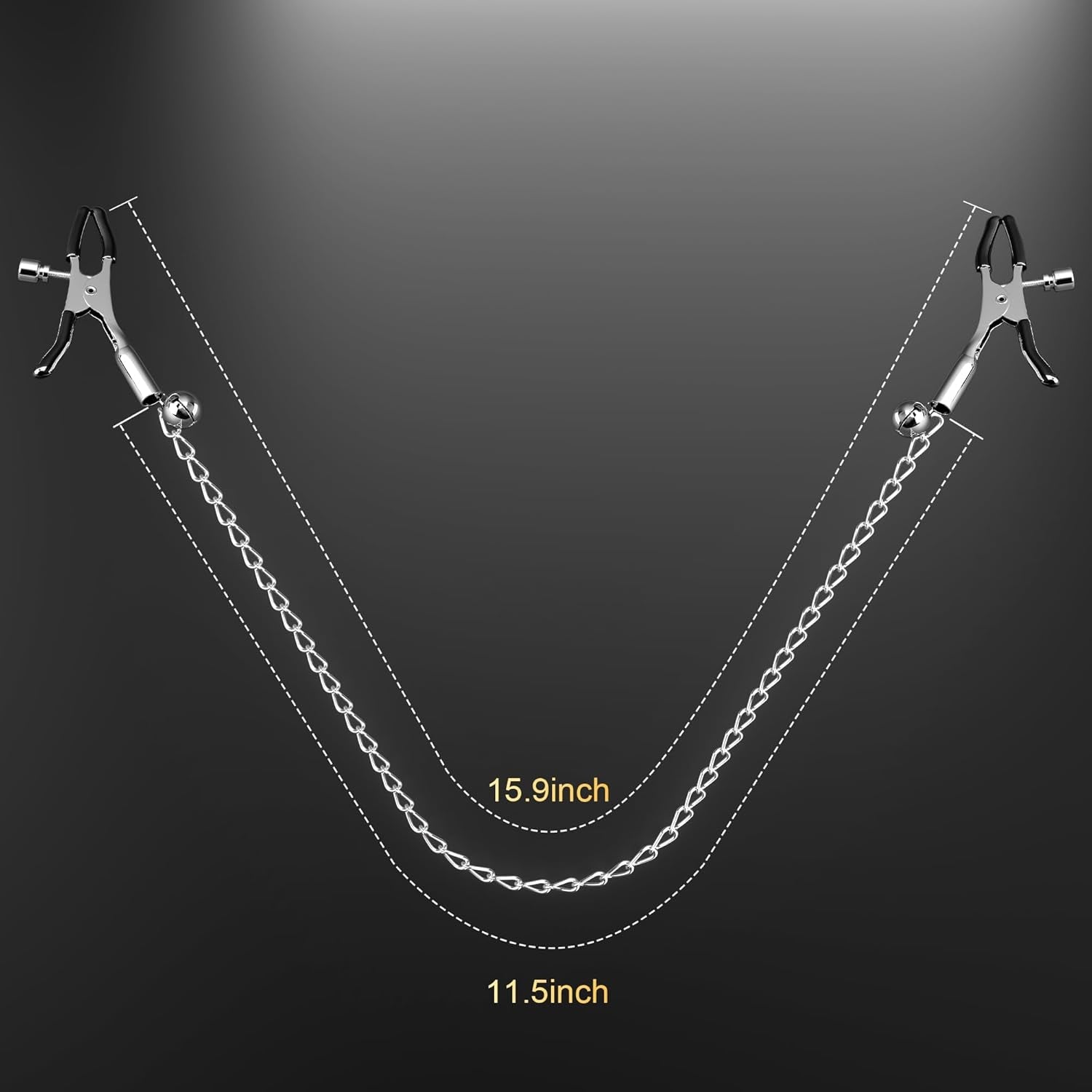 ChainedAllure Adjustable Metal Nipple Clamps with 23.6" Chain - Vixen Adult Playroom
