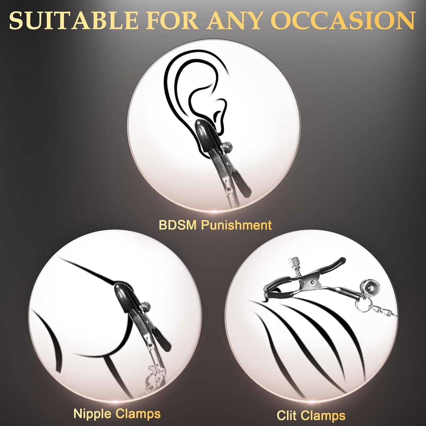 ChainedAllure Adjustable Metal Nipple Clamps with 23.6" Chain - Vixen Adult Playroom