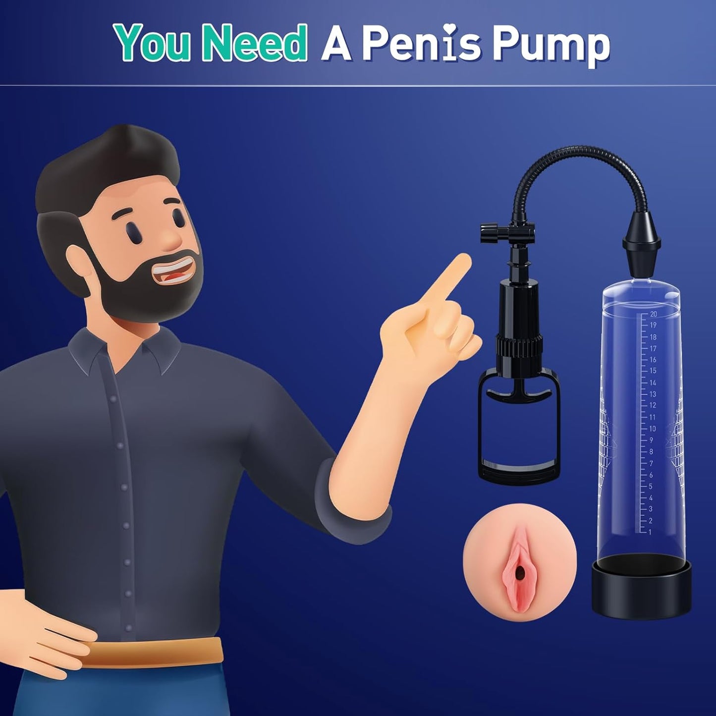 ClearVault Manual Penis Pump | Graduated Tube + Stroker - Vixen Adult Playroom