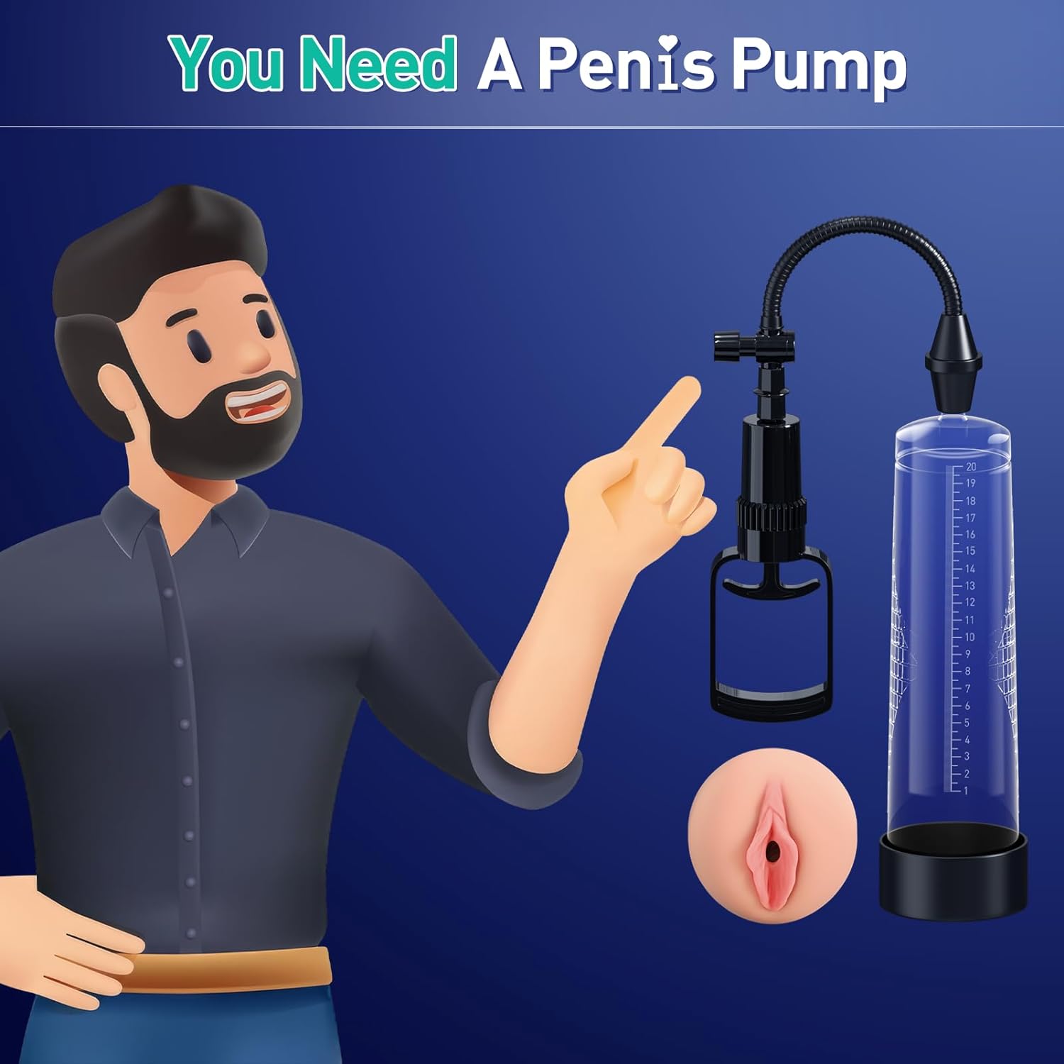 ClearVault Manual Penis Pump | Graduated Tube + Stroker - Vixen Adult Playroom