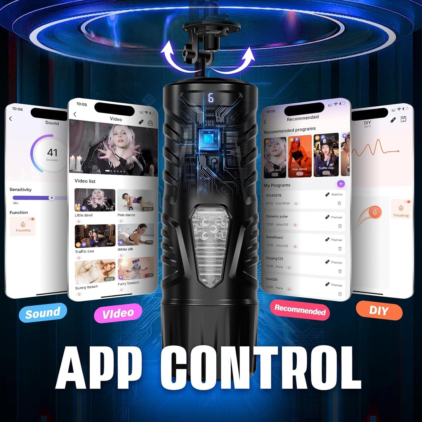 CommandDrive AI App Male Stroker with Suction Base - Vixen | Nova Network