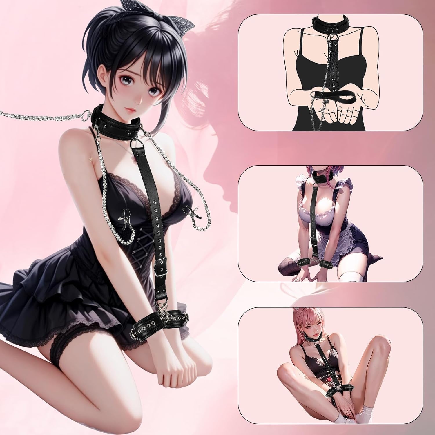 CommandLine 4-in-1 Neck-to-Wrist BDSM Restraint Set - Vixen Adult Playroom