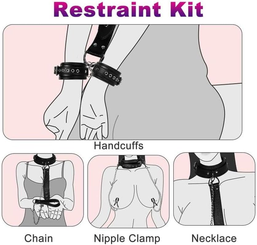 CommandLine 4-in-1 Neck-to-Wrist BDSM Restraint Set - Vixen Adult Playroom