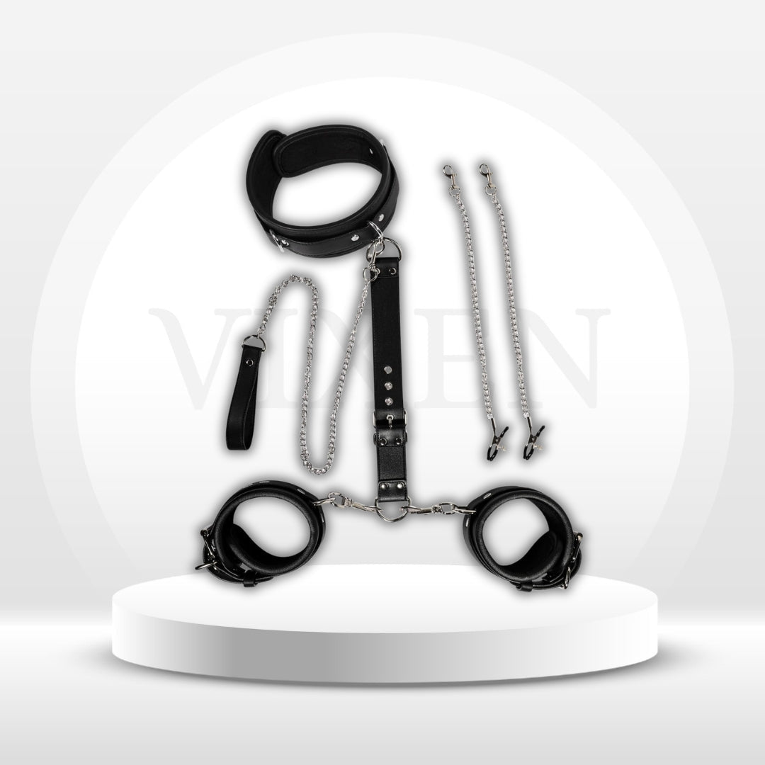 CommandLine 4-in-1 Neck-to-Wrist BDSM Restraint Set - Vixen Adult Playroom