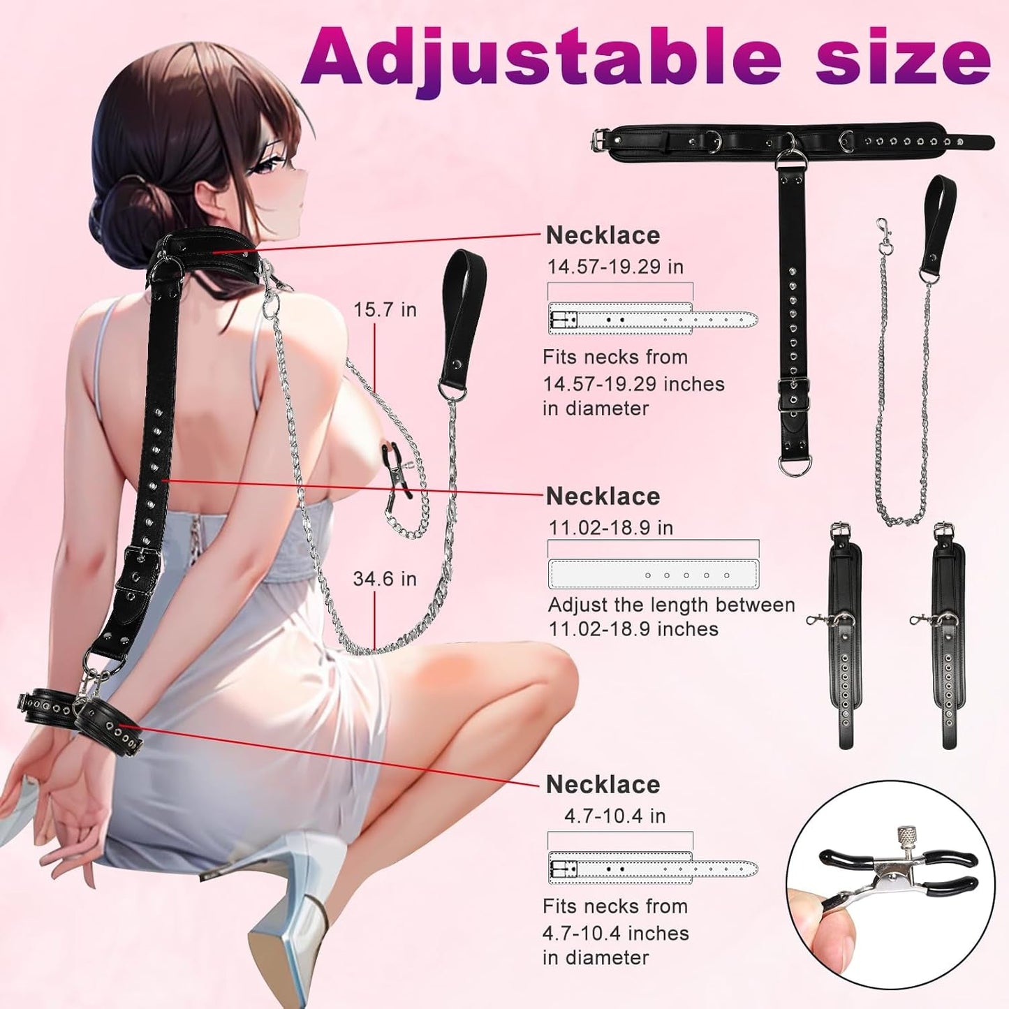 CommandLine 4-in-1 Neck-to-Wrist BDSM Restraint Set - Vixen Adult Playroom