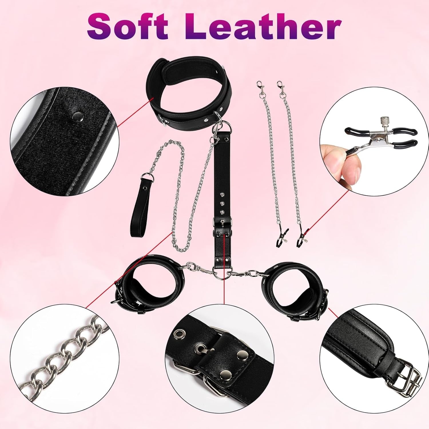 CommandLine 4-in-1 Neck-to-Wrist BDSM Restraint Set - Vixen Adult Playroom