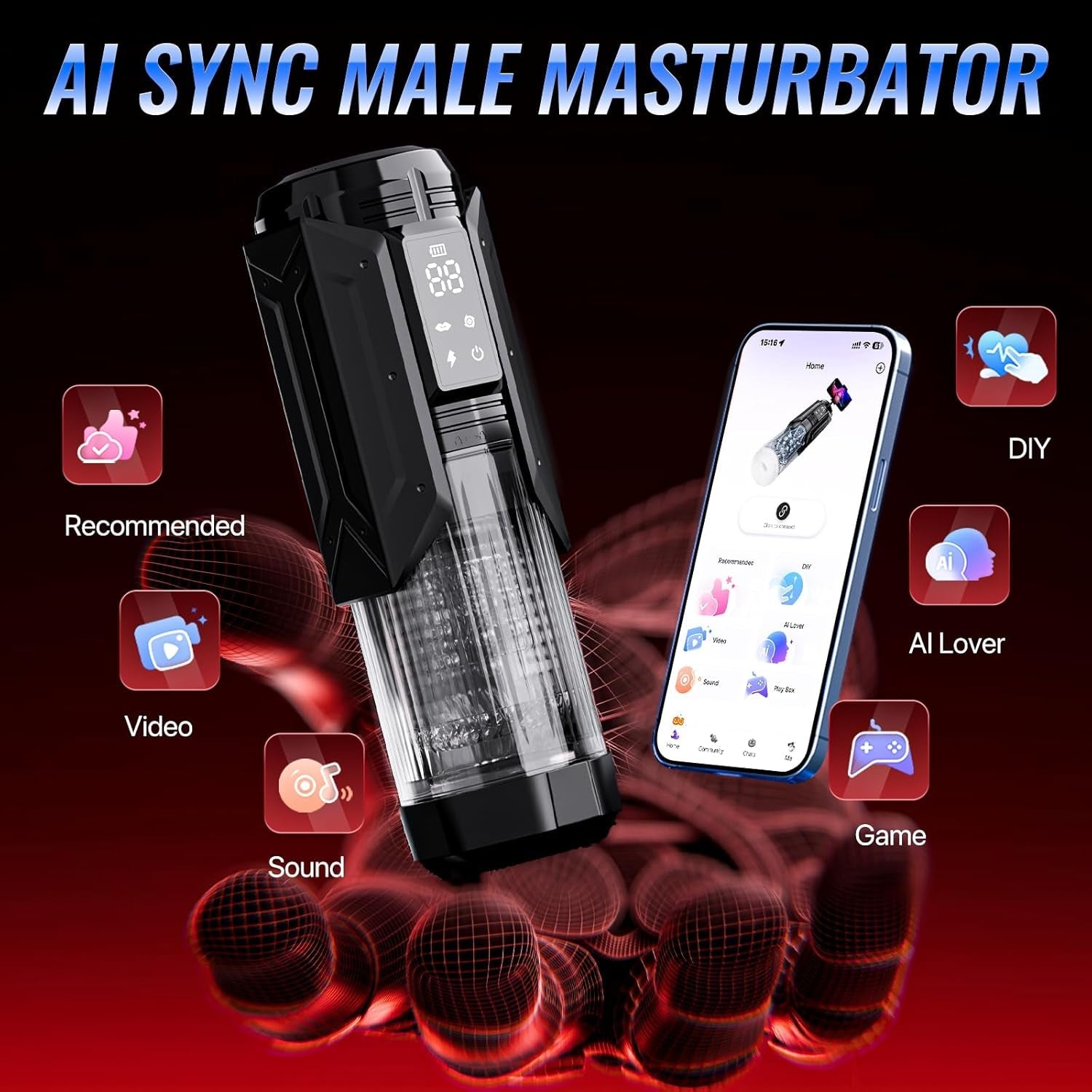 CompanionCore AI Male Masturbator & Penis Pump - Vixen Adult Playroom