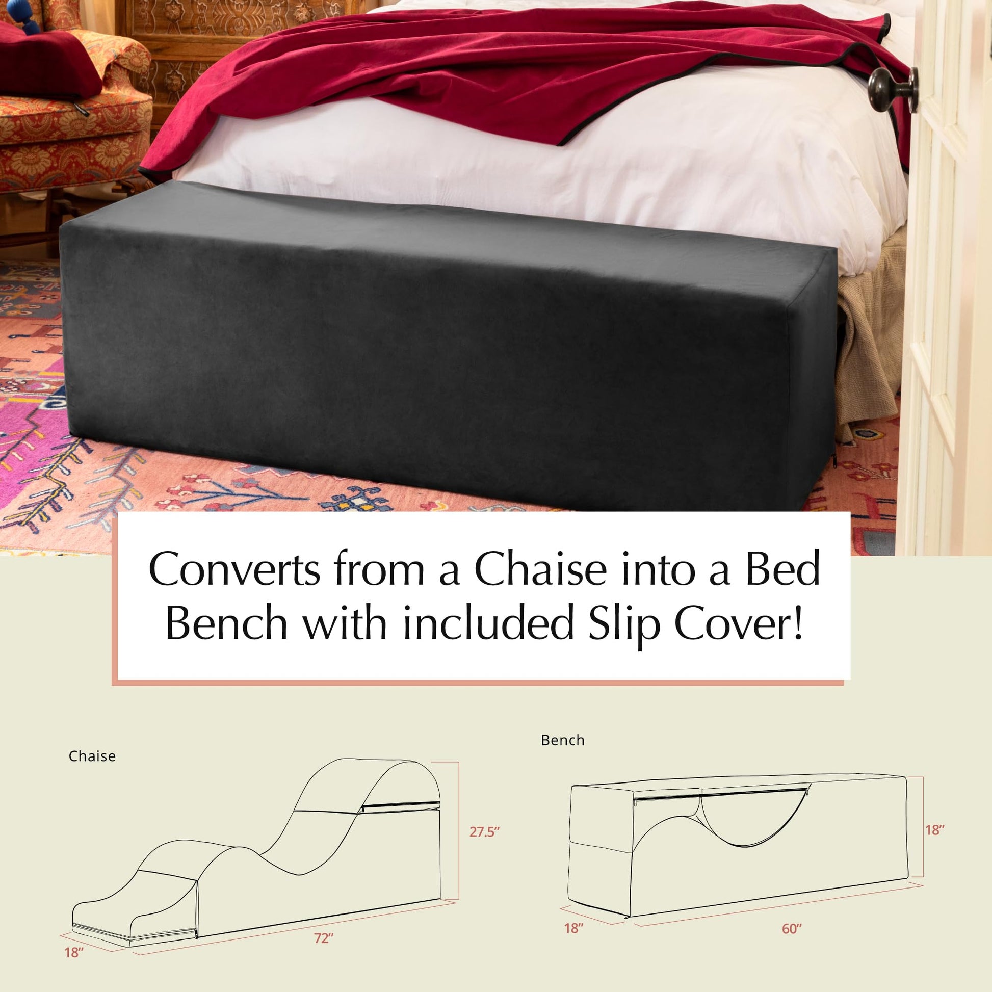 Convertible Red Intimate Lounge Sex Chaise - Vixen | Nova Network