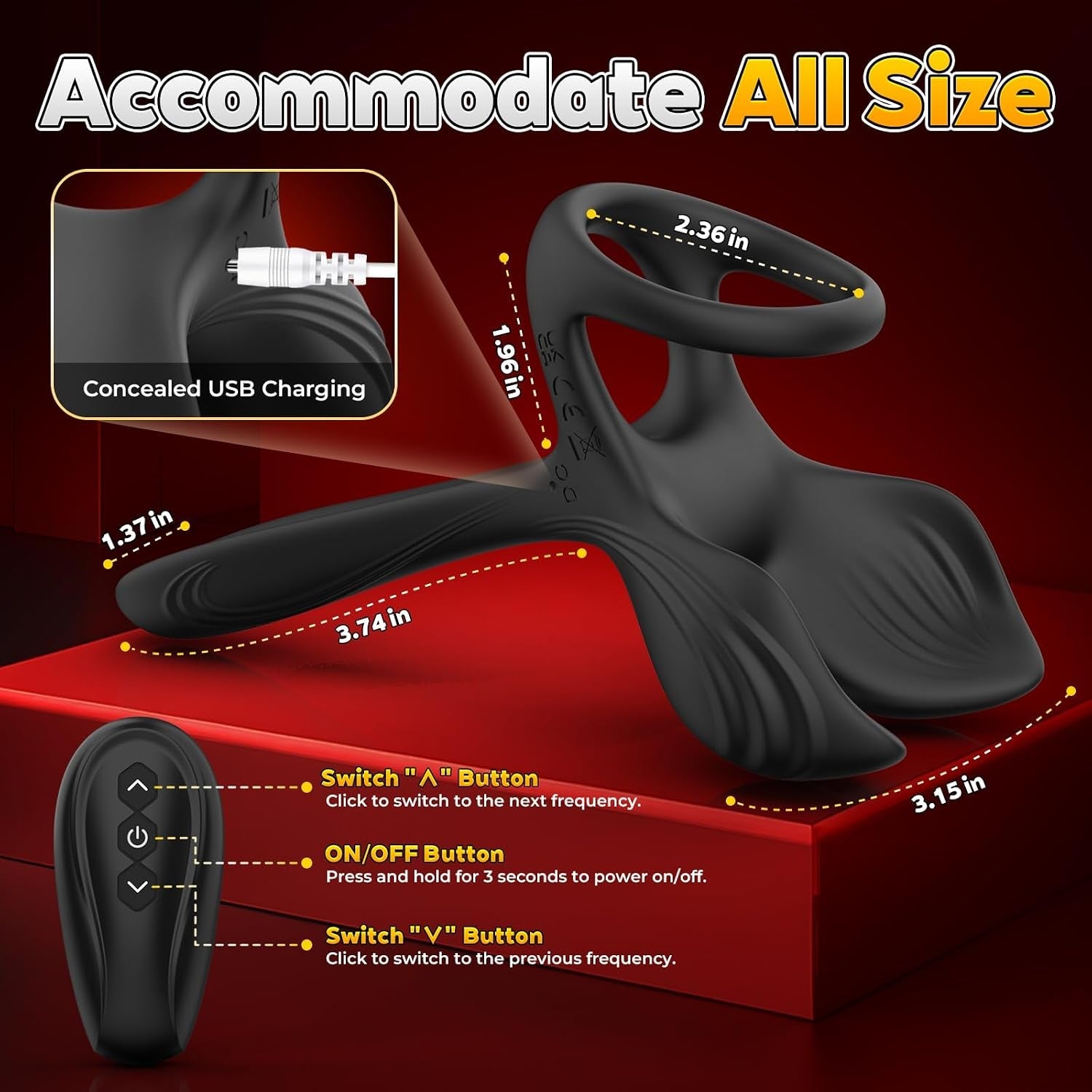 CradleVibe Testicle-Enveloping Dual Cock Ring with G-Spot Head - Vixen Adult Playroom