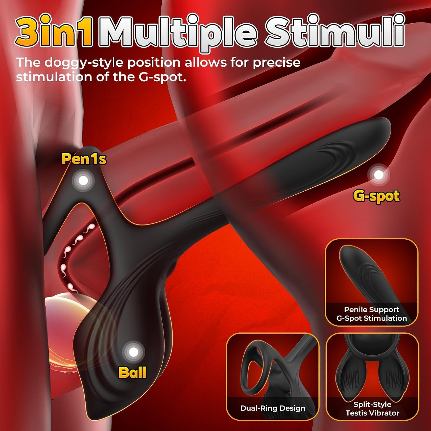 CradleVibe Testicle-Enveloping Dual Cock Ring with G-Spot Head - Vixen Adult Playroom