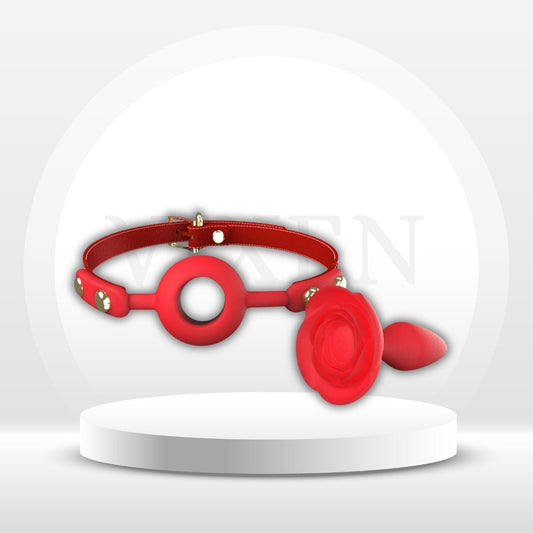 CrimsonBloom Silicone Rose Ball Gag With Removable Plug - Vixen | Nova Network