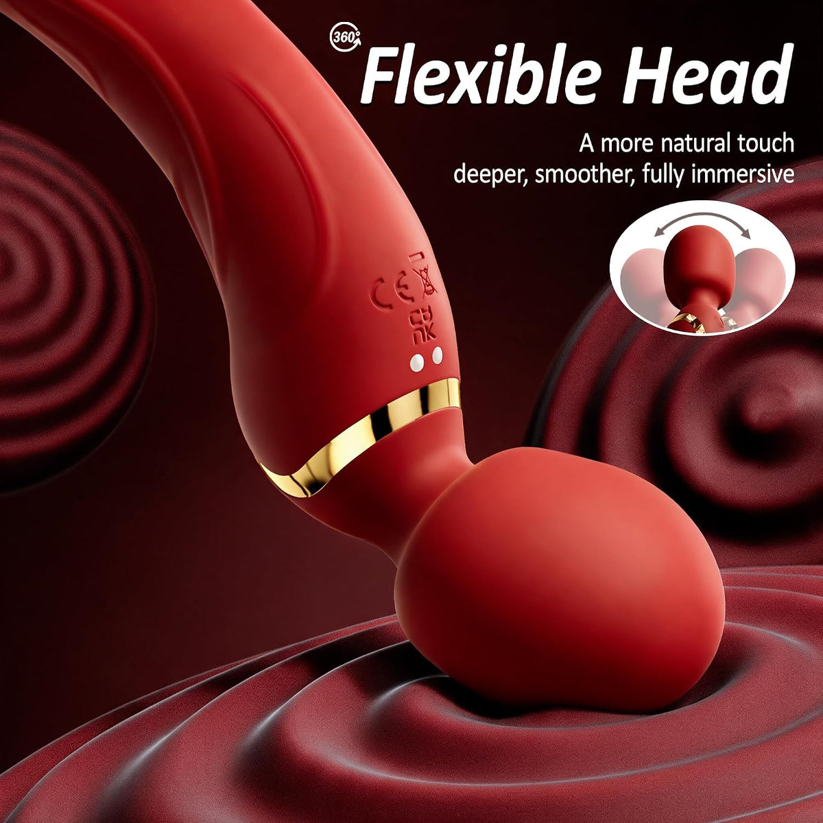 CrimsonDuo Red Double-Ended Vibrator Wand with Realistic Dildo Base - Vixen Adult Playroom