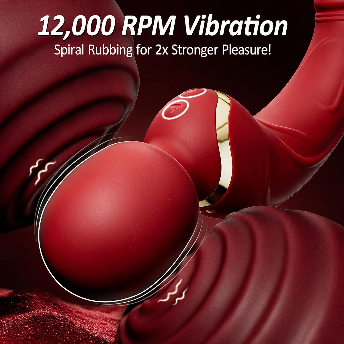 CrimsonDuo Red Double-Ended Vibrator Wand with Realistic Dildo Base - Vixen Adult Playroom