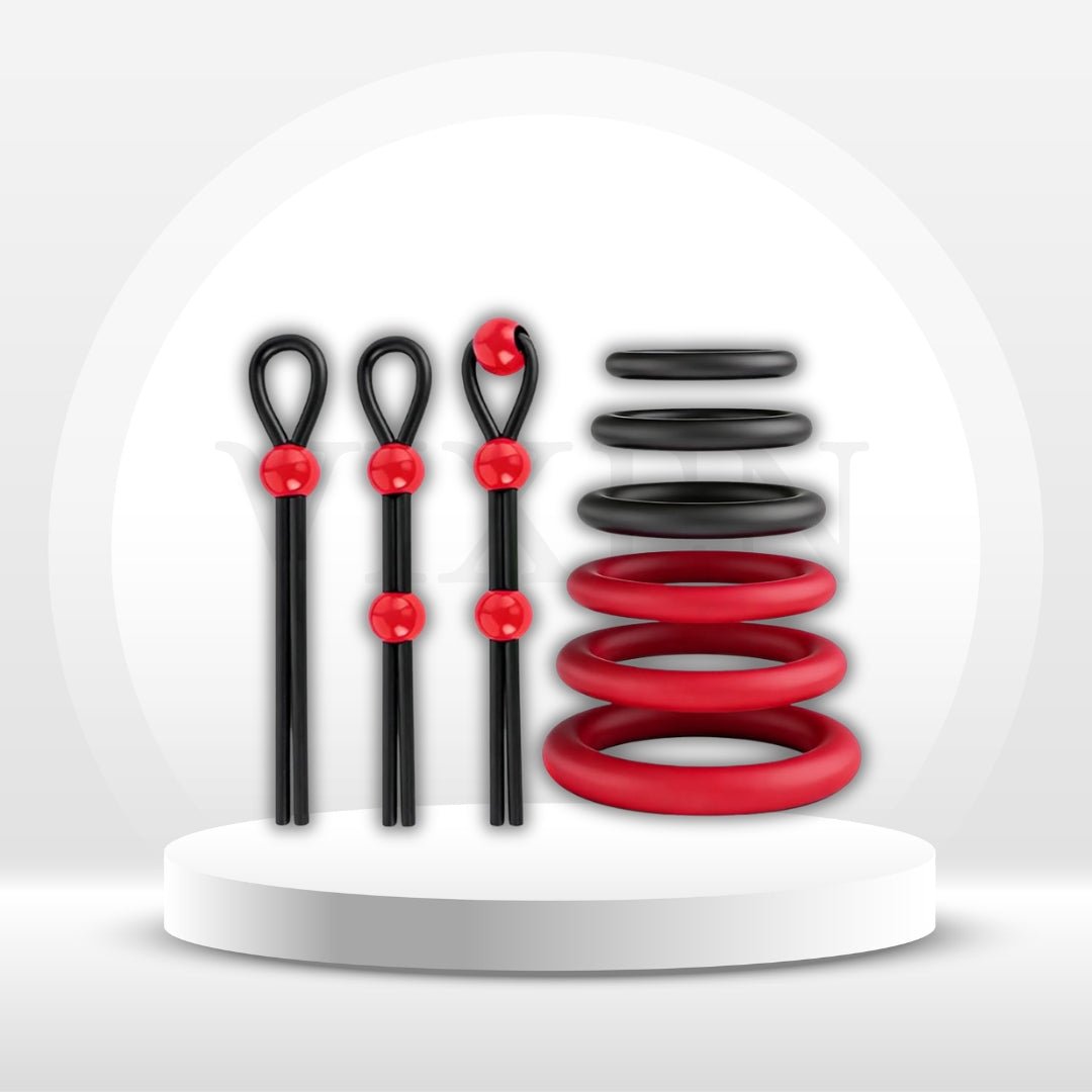 CrimsonFlex 9 - Piece Adjustable Cock Ring Set - Vixen | Nova Network