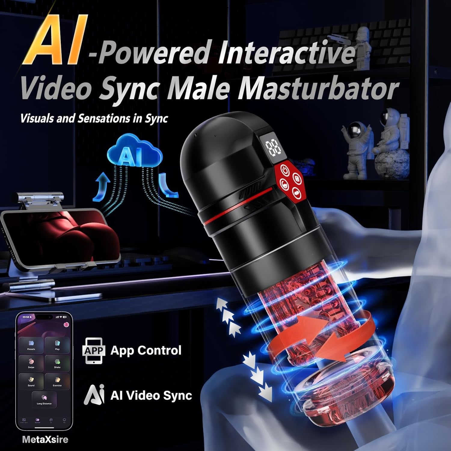 CrimsonHold AI Male Masturbator & Penis Pump - Vixen Adult Playroom