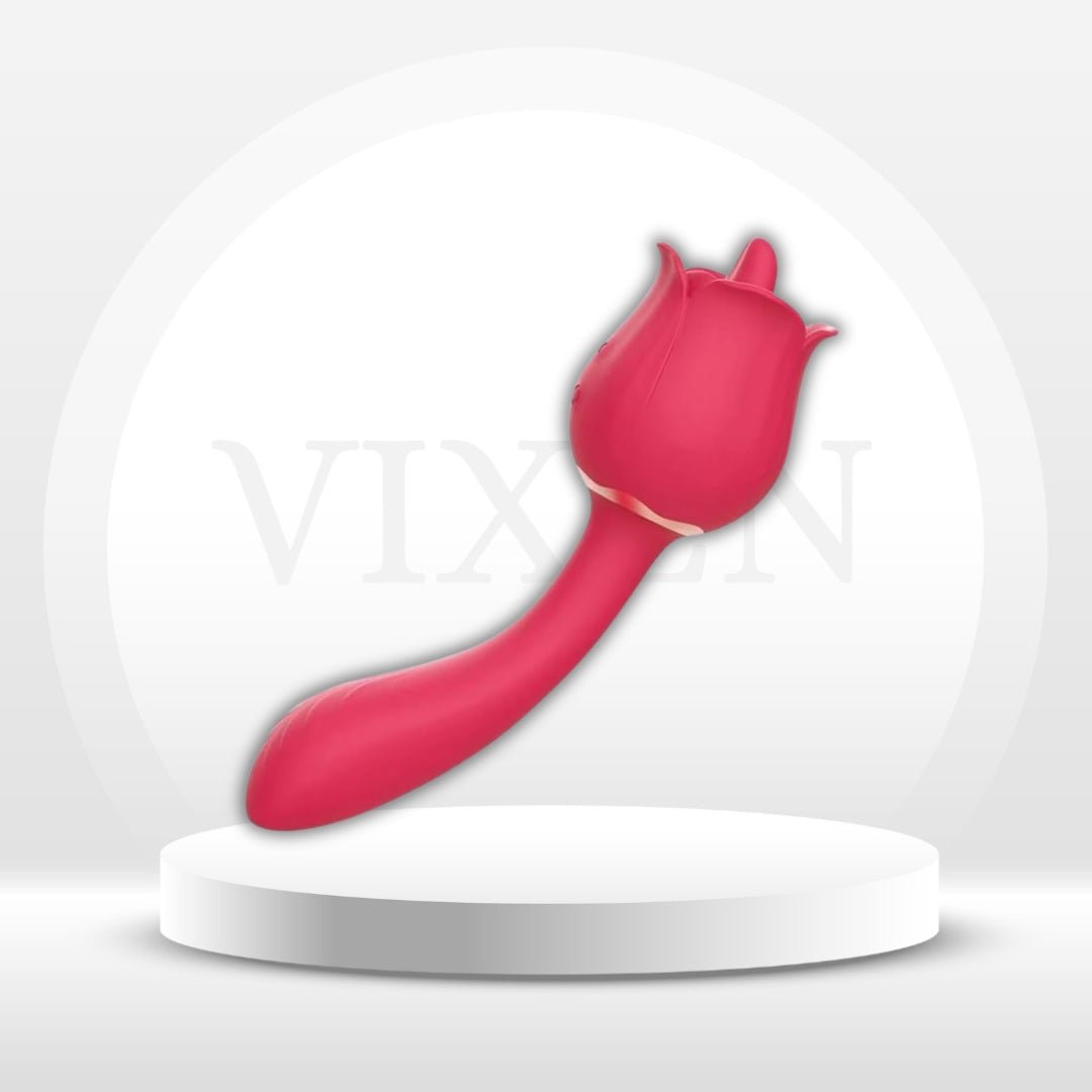 CrimsonLick 2-in-1 Rose Vibrator – Tongue Licking & Vibrating - Vixen Adult Playroom