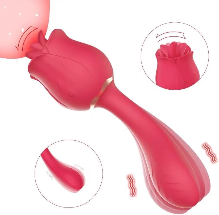 CrimsonLick 2-in-1 Rose Vibrator – Tongue Licking & Vibrating - Vixen Adult Playroom