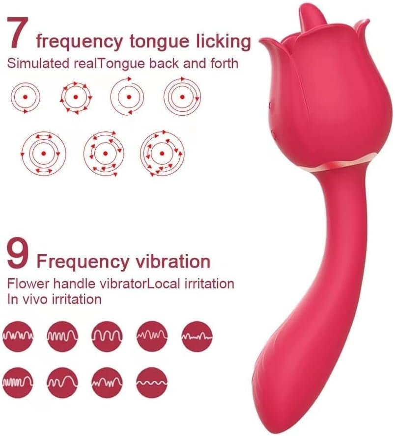 CrimsonLick 2-in-1 Rose Vibrator – Tongue Licking & Vibrating - Vixen Adult Playroom