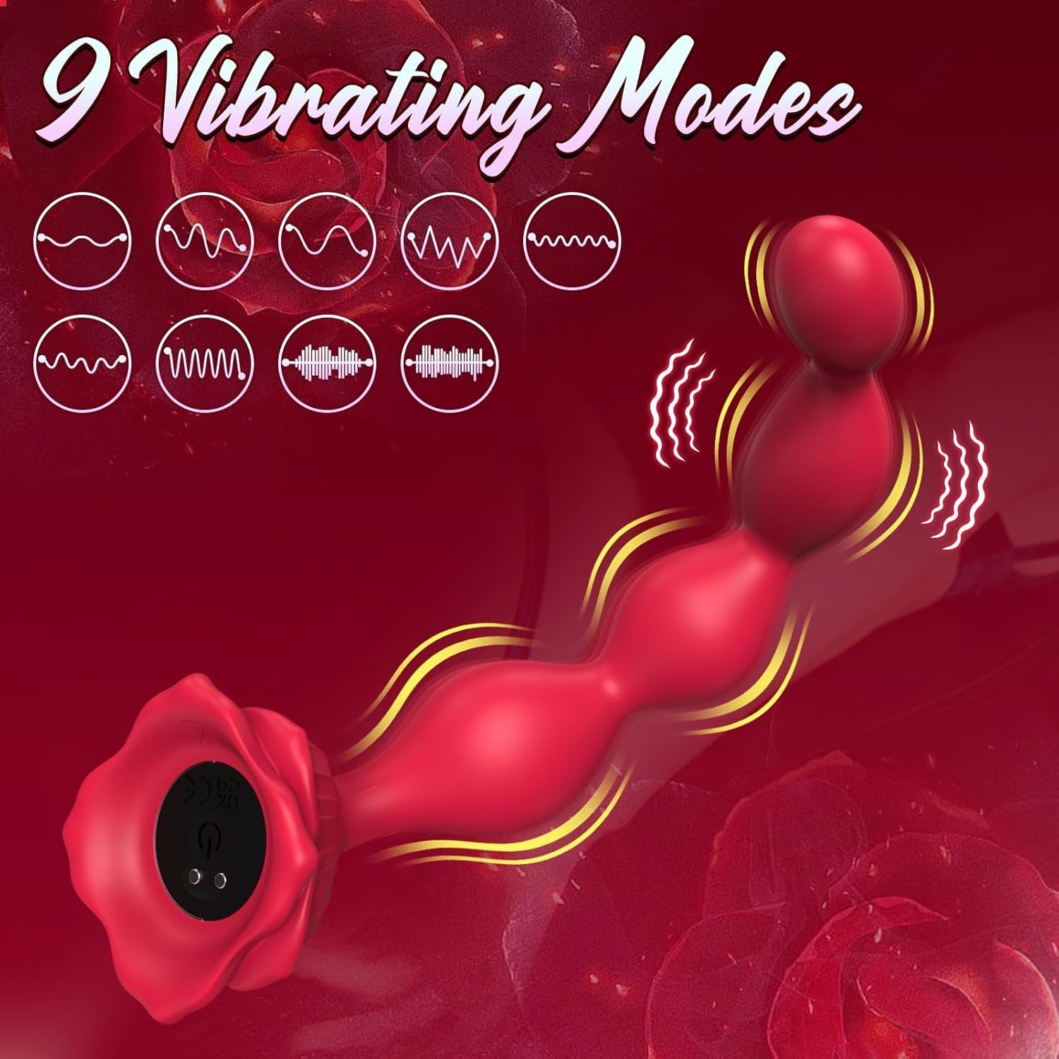 CrimsonPetal 7.8" Rose Anal Beads Vibrator with 9 Modes - Vixen | Nova Network