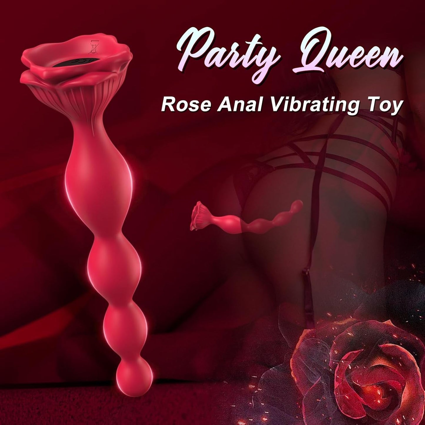 CrimsonPetal 7.8" Rose Anal Beads Vibrator with 9 Modes - Vixen | Nova Network