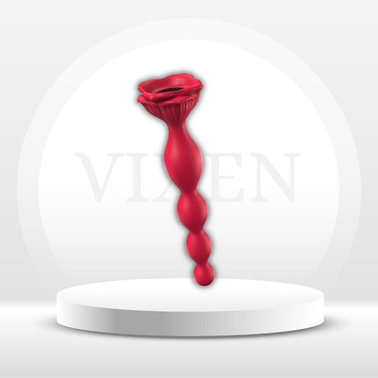 CrimsonPetal 7.8" Rose Anal Beads Vibrator with 9 Modes - Vixen | Nova Network