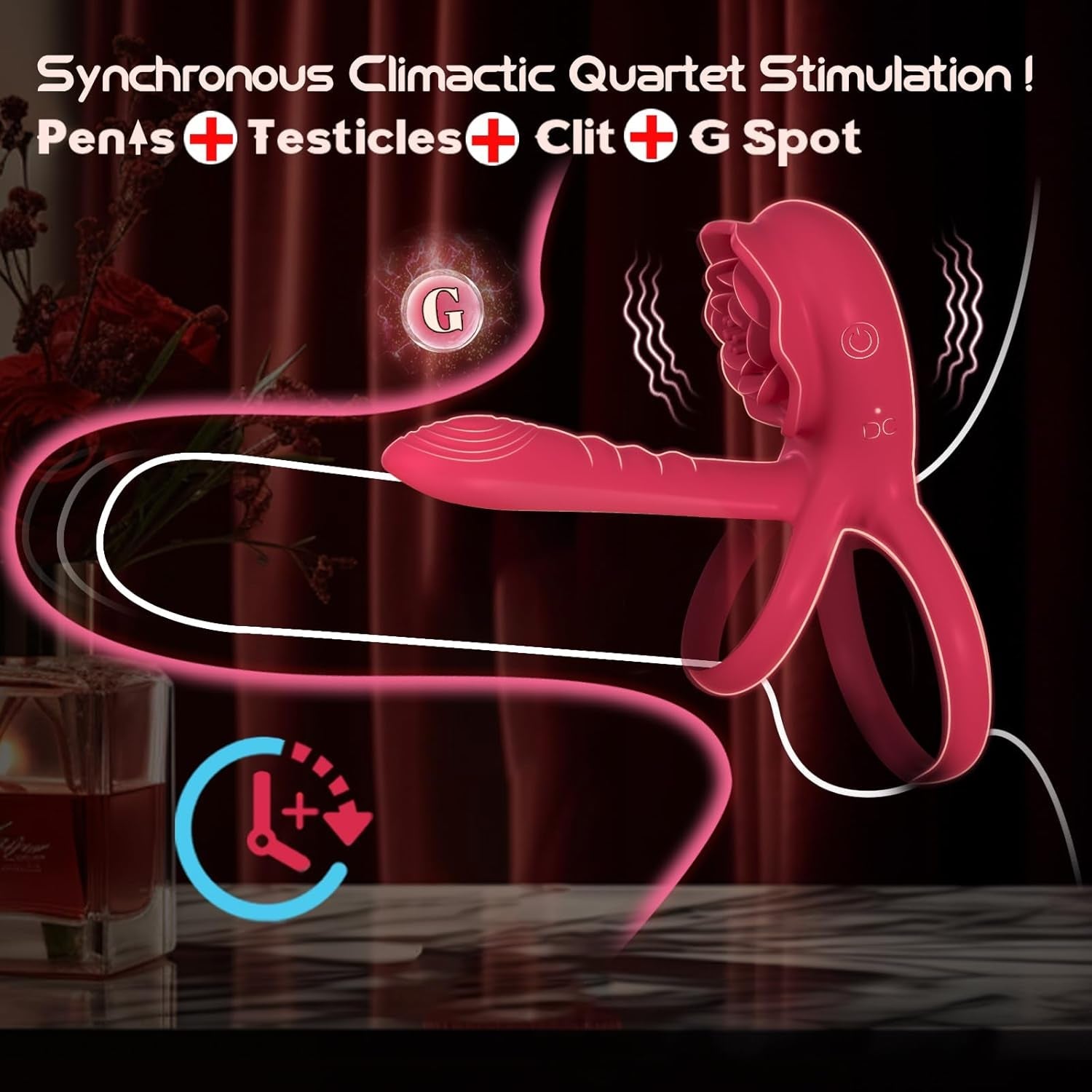CrimsonQuartet Vibrating Cock Ring Clit Stim Sleeve 9 Modes - Vixen | Nova Network