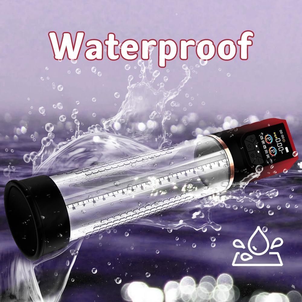 CrimsonSurge 3-in-1 Penis Pump | 12 Modes, IPX7, LCD, Red - Vixen Adult Playroom