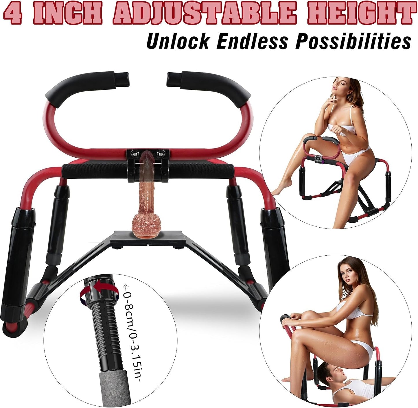 CrimsonThrone Sex Chair | 180° Armrests, Dildo Mount, Red - Vixen Adult Playroom