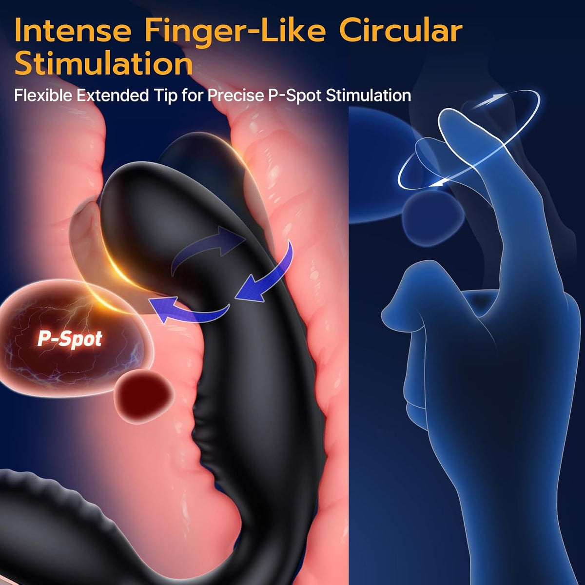CurlFinger 360° Rotating Prostate Massager with Vibrating Cock Ring - Vixen Adult Playroom