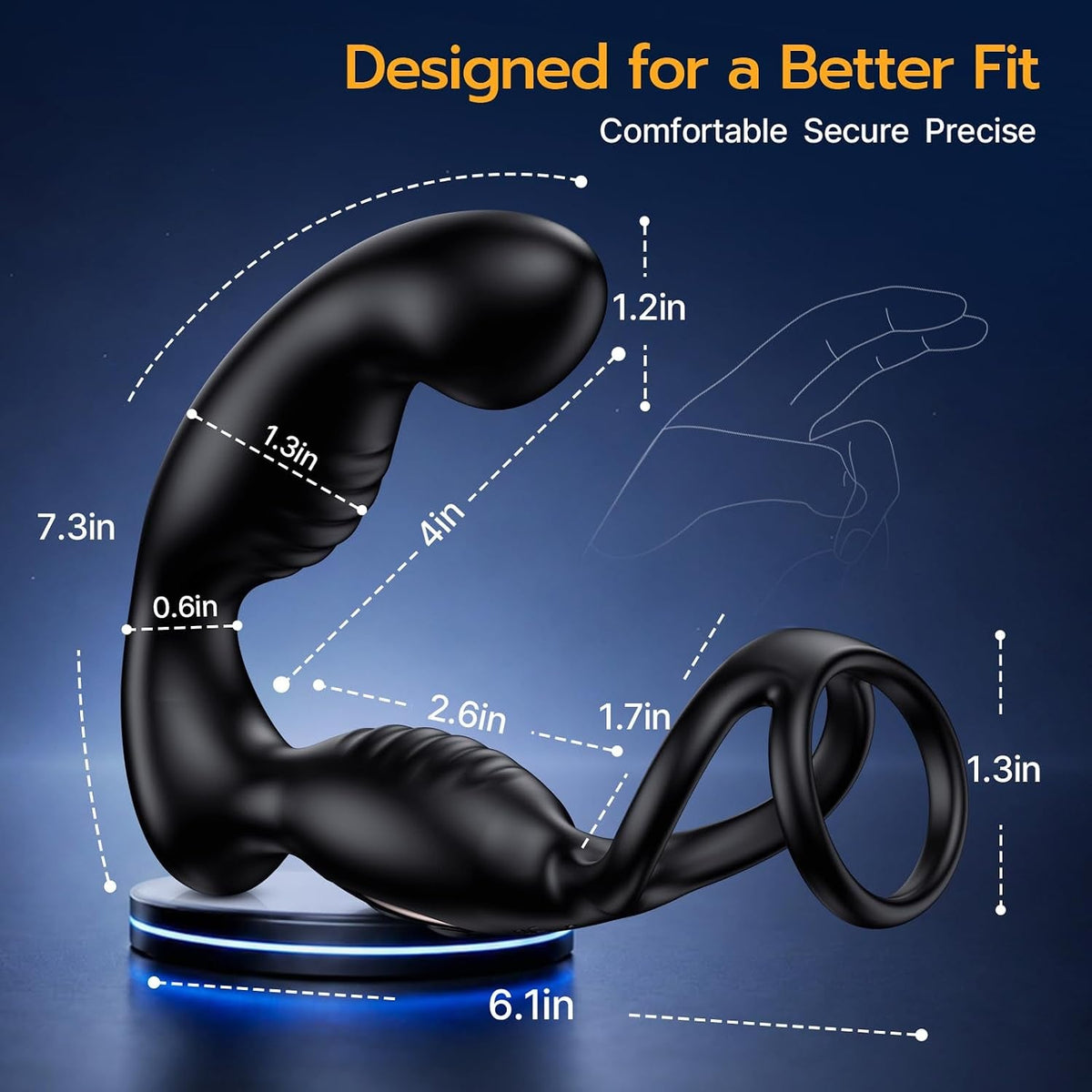CurlFinger 360° Rotating Prostate Massager with Vibrating Cock Ring - Vixen Adult Playroom
