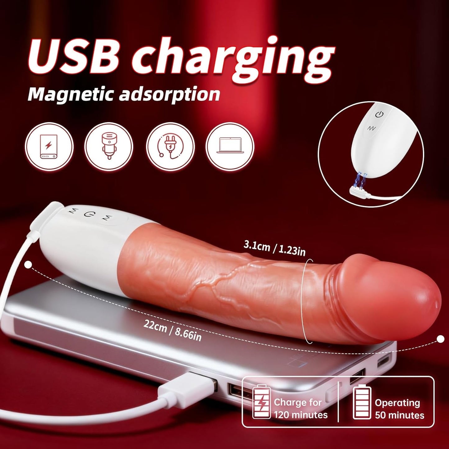 CyanStroke 8.4” Thrusting G - Spot Vibrator Dildo - Vixen | Nova Network