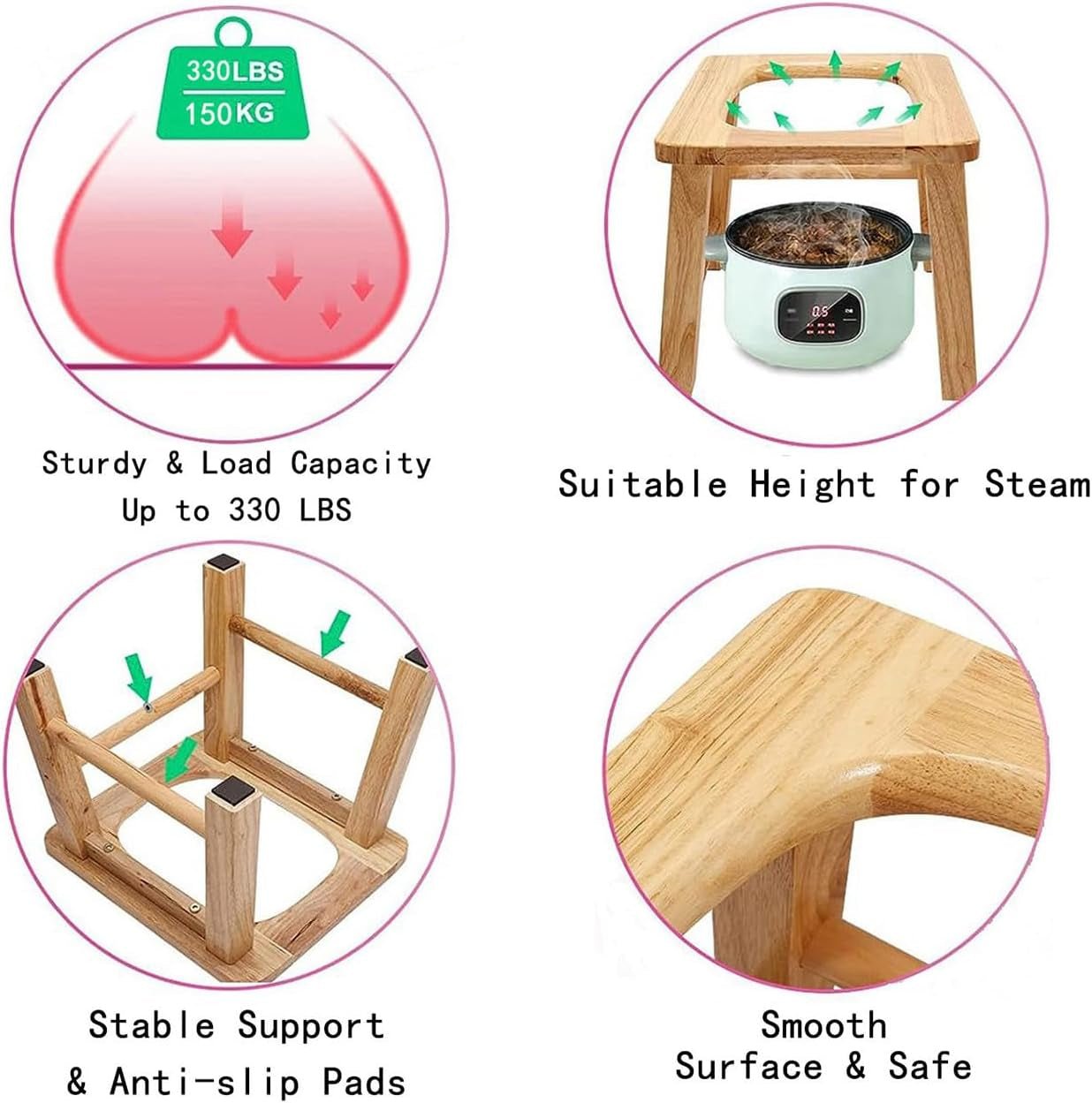 CypressHaven Wooden Yoni Steam Seat - Vixen Adult Playroom