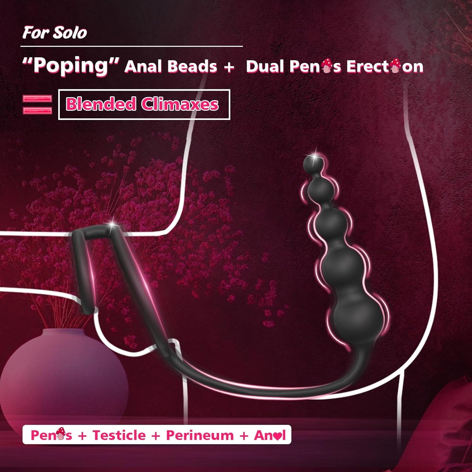 CascadeBeads Double Cock Ring Prostate Massager