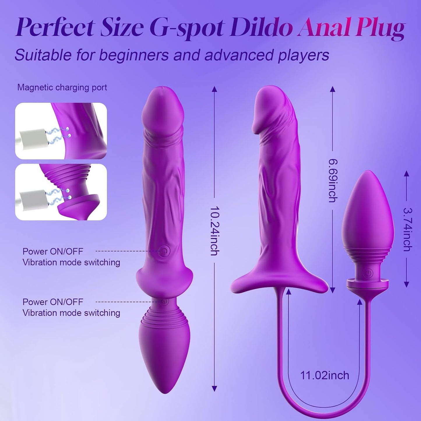 LureLock Dual-Ended Vibrating Dildo & Anal Plug Wand
