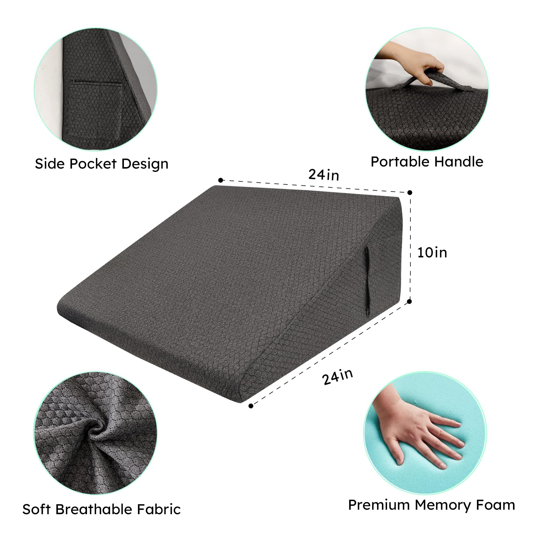 Dark Gray Couples Intimate Support Wedge Pillow - Vixen | Nova Network